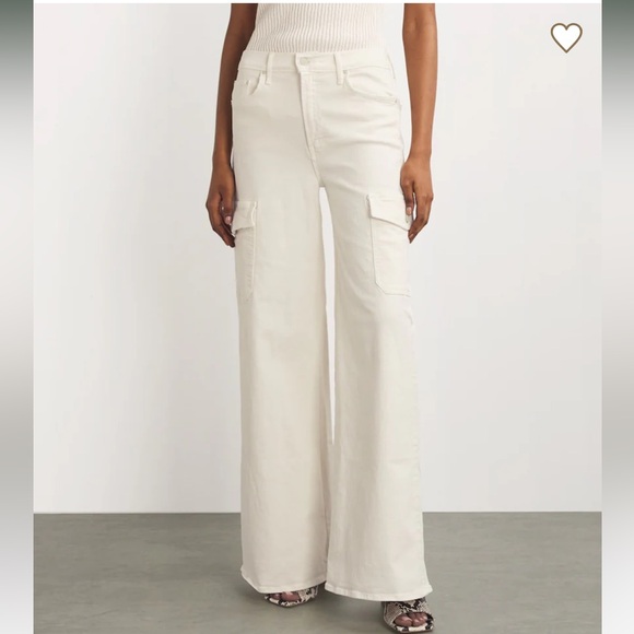 Mother The Undercover Sneak High-Rise Cargo Jeans in cream size 28 - Picture 2 of 5